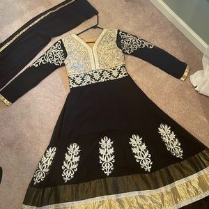 Black and gold Anarkali dress